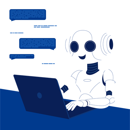 Chatbot fazendo conversação online  Ilustração