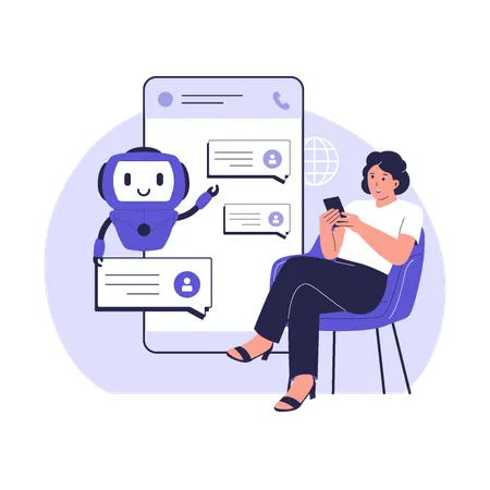 Chatbot-Konversation mit dem Benutzer in der mobilen App  Illustration