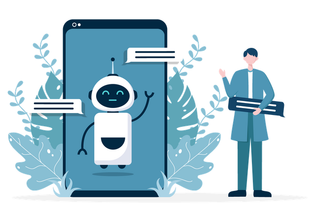 Chatbot no smartphone  Ilustração