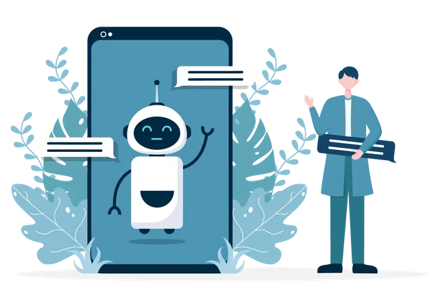 Chatbot no smartphone  Ilustração