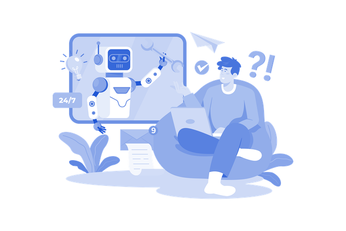 Soporte de chatbot  Ilustración