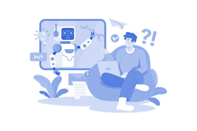 Soporte de chatbot  Ilustración