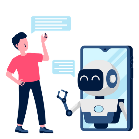 Chatea con Inteligencia Artificial o Robot  Ilustración