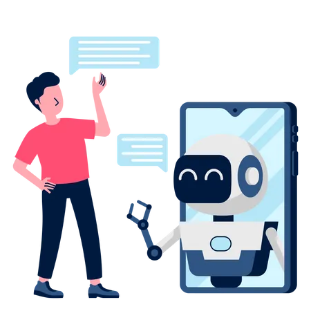 Chatea con Inteligencia Artificial o Robot  Ilustración
