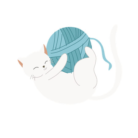 Chaton joueur avec une pelote de laine  Illustration