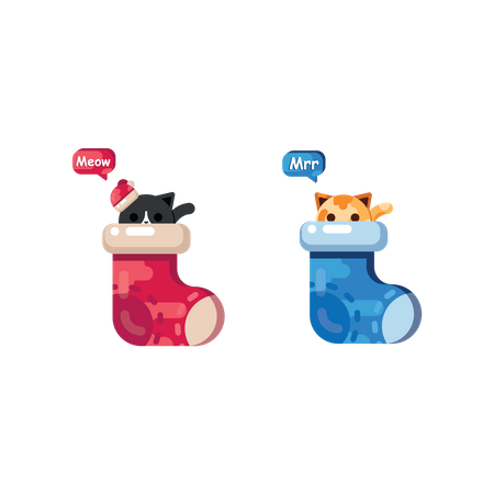 Chatons en chaussettes  Illustration