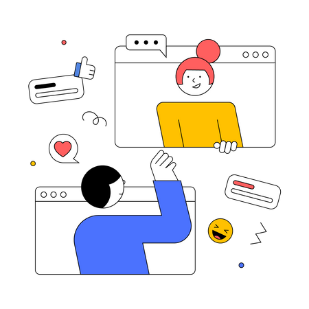 Chatting on social media platform  일러스트레이션