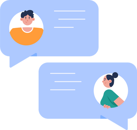 Chatting room with man and woman friend Illustration