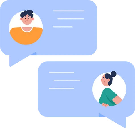 Chatting room with man and woman friend Illustration