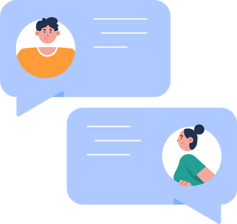 Chatting room with man and woman friend  Illustration