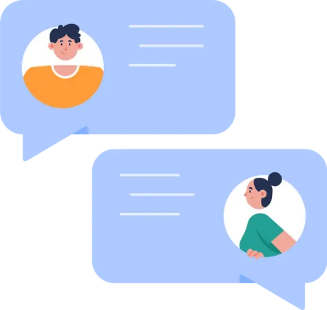 Chatting room with man and woman friend  Illustration