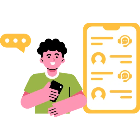 Man Chatting With Customer Service Online Illustration