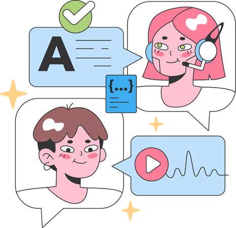 Chatting with virtual assistant  Illustration