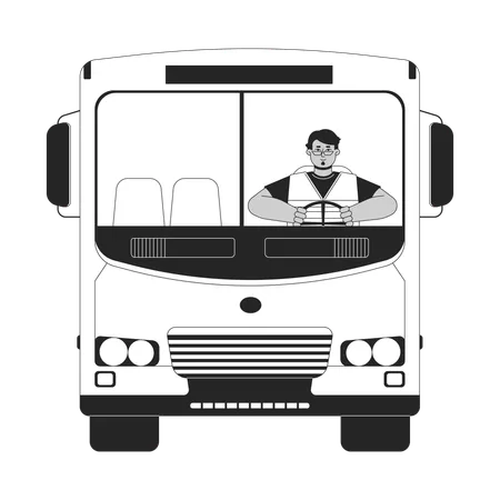 Chauffeur de bus scolaire homme arabe  Illustration