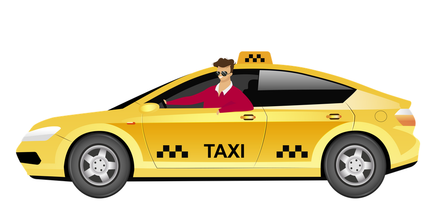 Chauffeur de taxi en voiture  Illustration