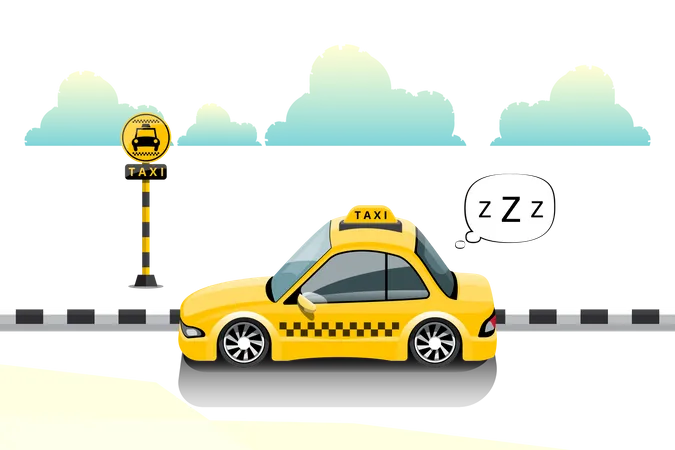 Le chauffeur de taxi s'est endormi  Illustration