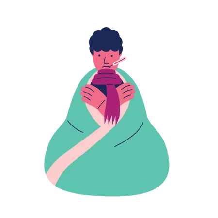 Check The Child Has A High Fever With Temperature Illustration