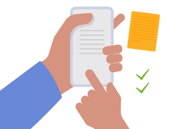 Check document on mobile  Illustration