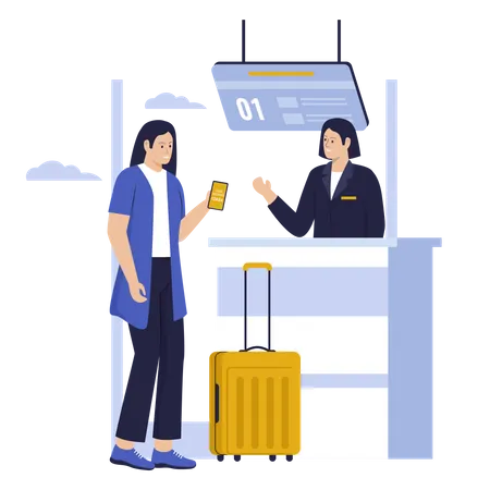 Check-in en el aeropuerto  Ilustración