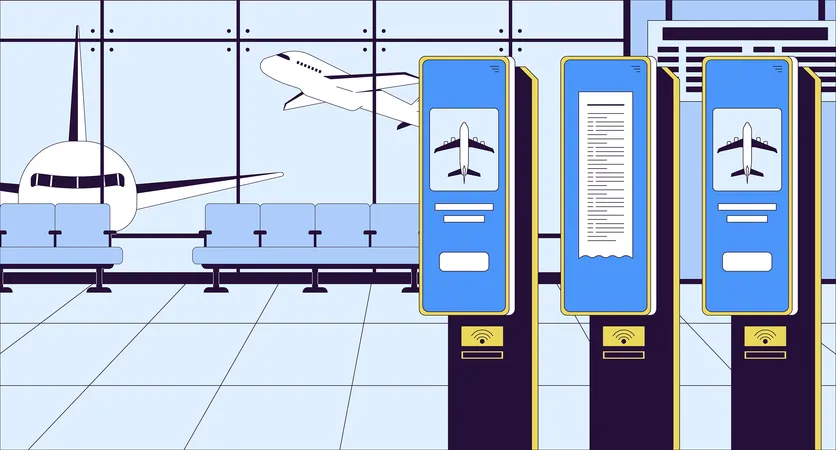 Check in airport terminal plane  Illustration