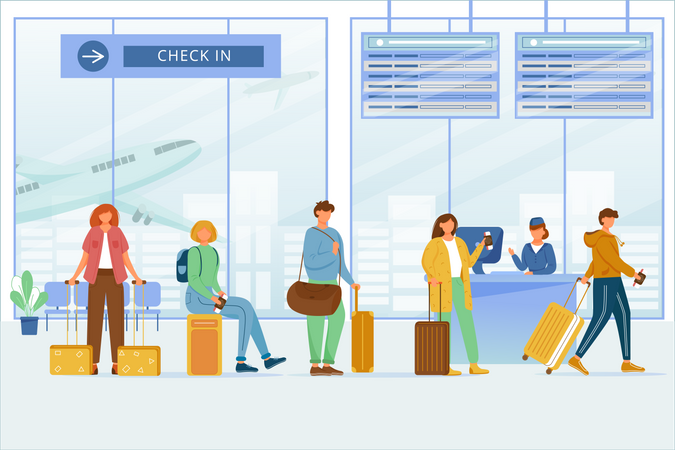 Check in airport zone  Illustration