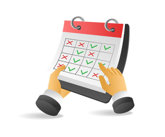 Check mark on calendar plan  Illustration