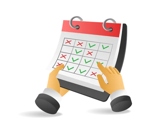 Check mark on calendar plan  Illustration