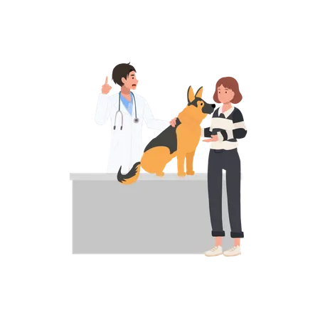 Veterinary Concept Owners Visiting Veterinarian In Vet Clinic People And Pets In Vet Clinic Flat Vector Cartoon Illustration Illustration