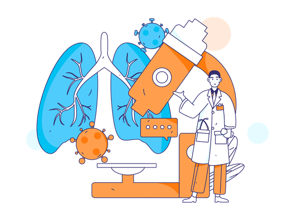 Exame de doenças pulmonares  Ilustração