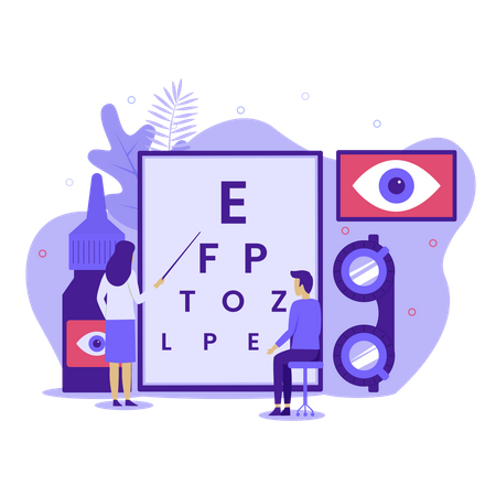 Exame oftalmológico  Ilustração