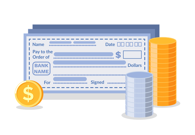 Check with initials  Illustration