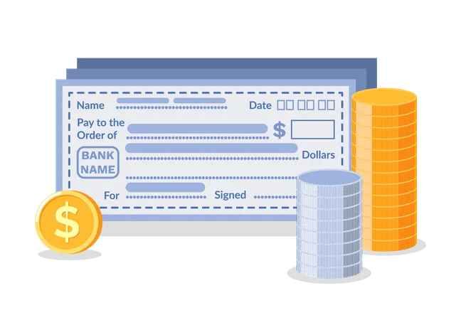 Check with initials  Illustration