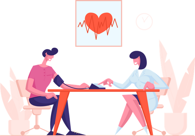 Checking Arterial Pressure  Illustration