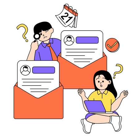 Checking email to find new employee  Illustration