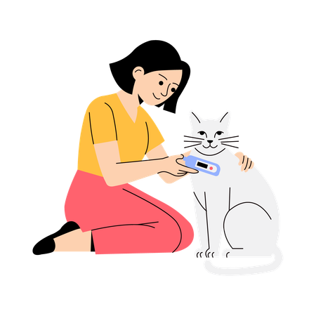 Checking pet temperature  Illustration