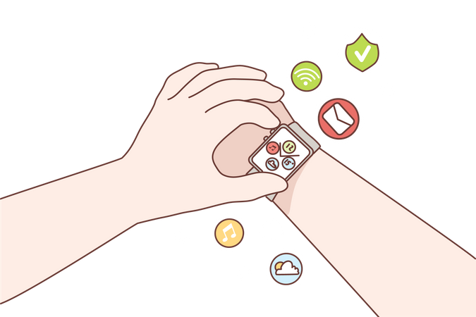 Checking smartwatch schedule  Illustration