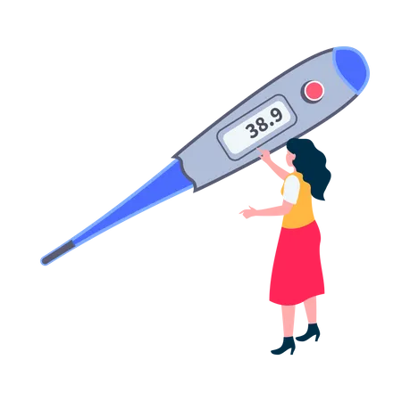 Checking thermometer temperature  Illustration