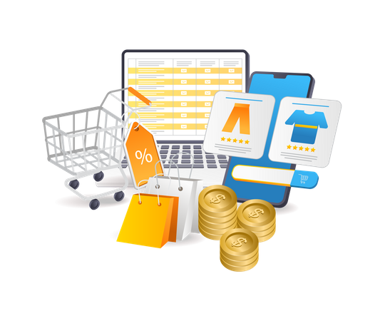 Checklist details of online shopping discounts  Illustration