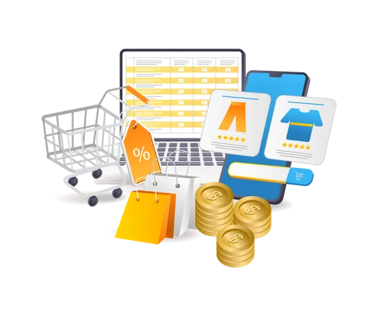 Checklist details of online shopping discounts  Illustration