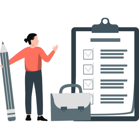 Junge macht Business-Checkliste  Illustration