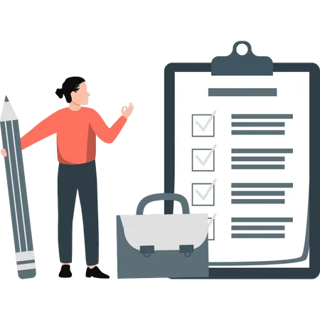 Junge macht Business-Checkliste  Illustration