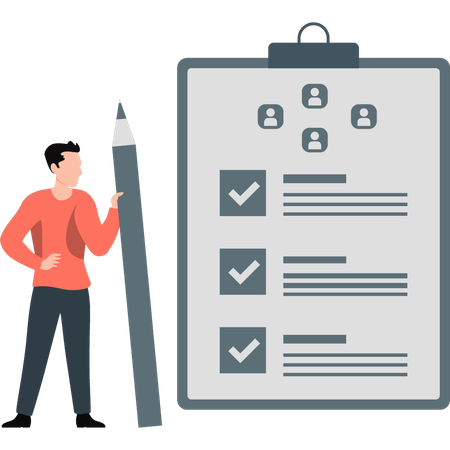 Junge macht Business-Checkliste  Illustration