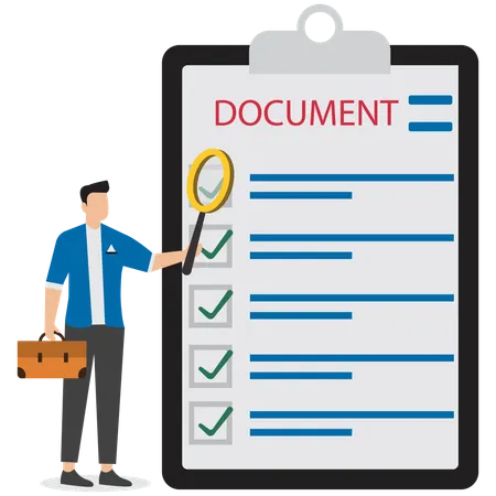 Junger Mann findet Checklistendokument  Illustration