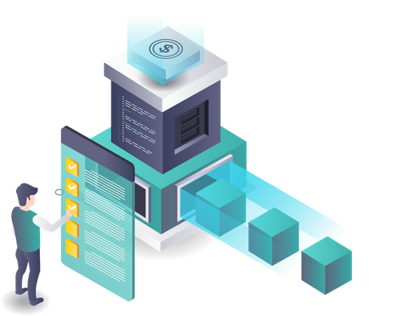 Blockchain-Rentabilitäts-Checkliste für Unternehmen  Illustration