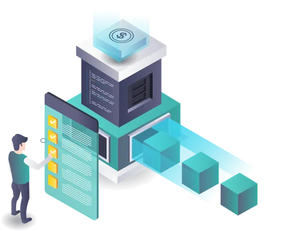 Blockchain-Rentabilitäts-Checkliste für Unternehmen  Illustration