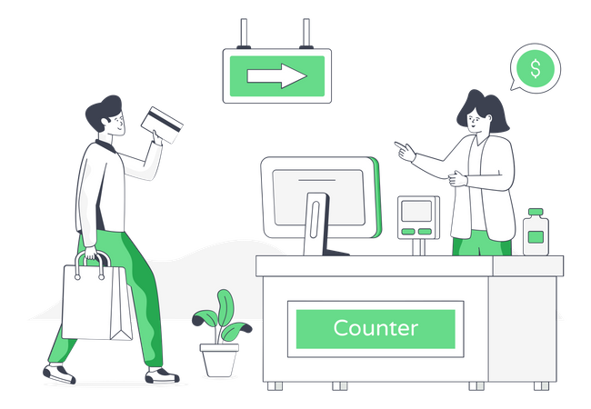 Checkout Counter Illustration