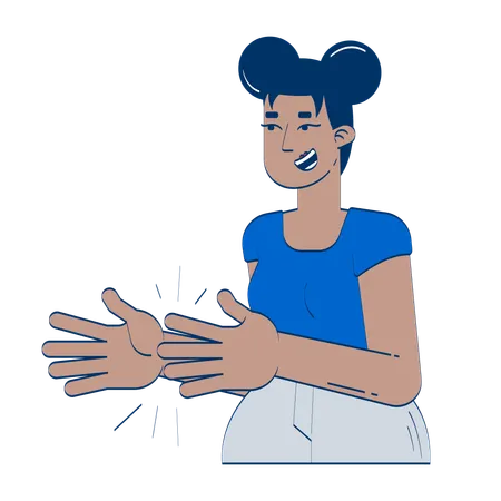 Cheerful african american woman clapping hands  Illustration