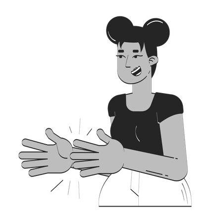 Cheerful african american woman clapping hands  Illustration