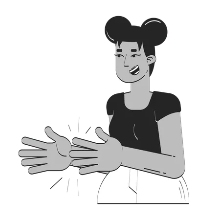 Cheerful african american woman clapping hands  Illustration