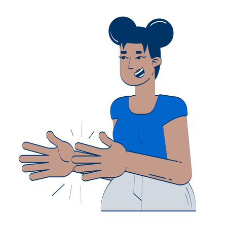 Cheerful african american woman clapping hands  Illustration